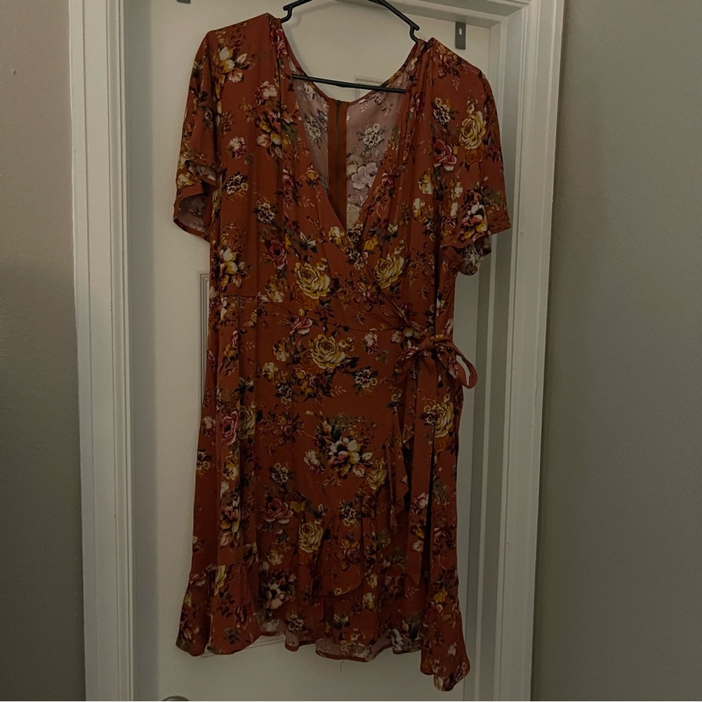 Orange wrap dress